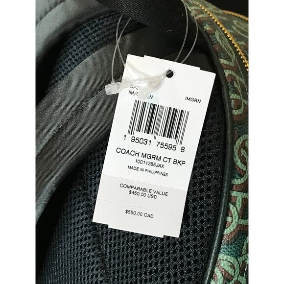 Coach Women's Court Backpack (Monogram Green) - Picture 8 of 15